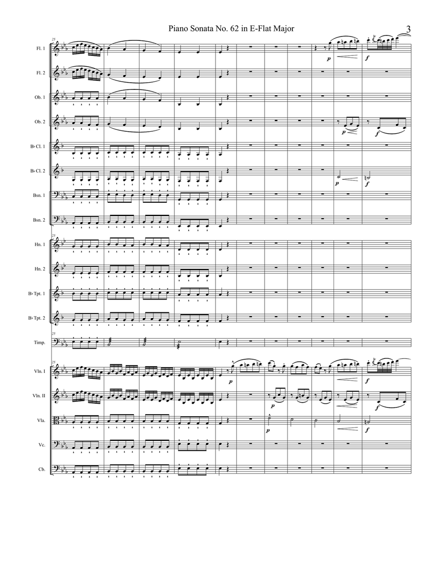 Piano Sonata in E-flat major, Hob.XVI:52, Movement 3 Full Orchestra scores gallery preview page 3
