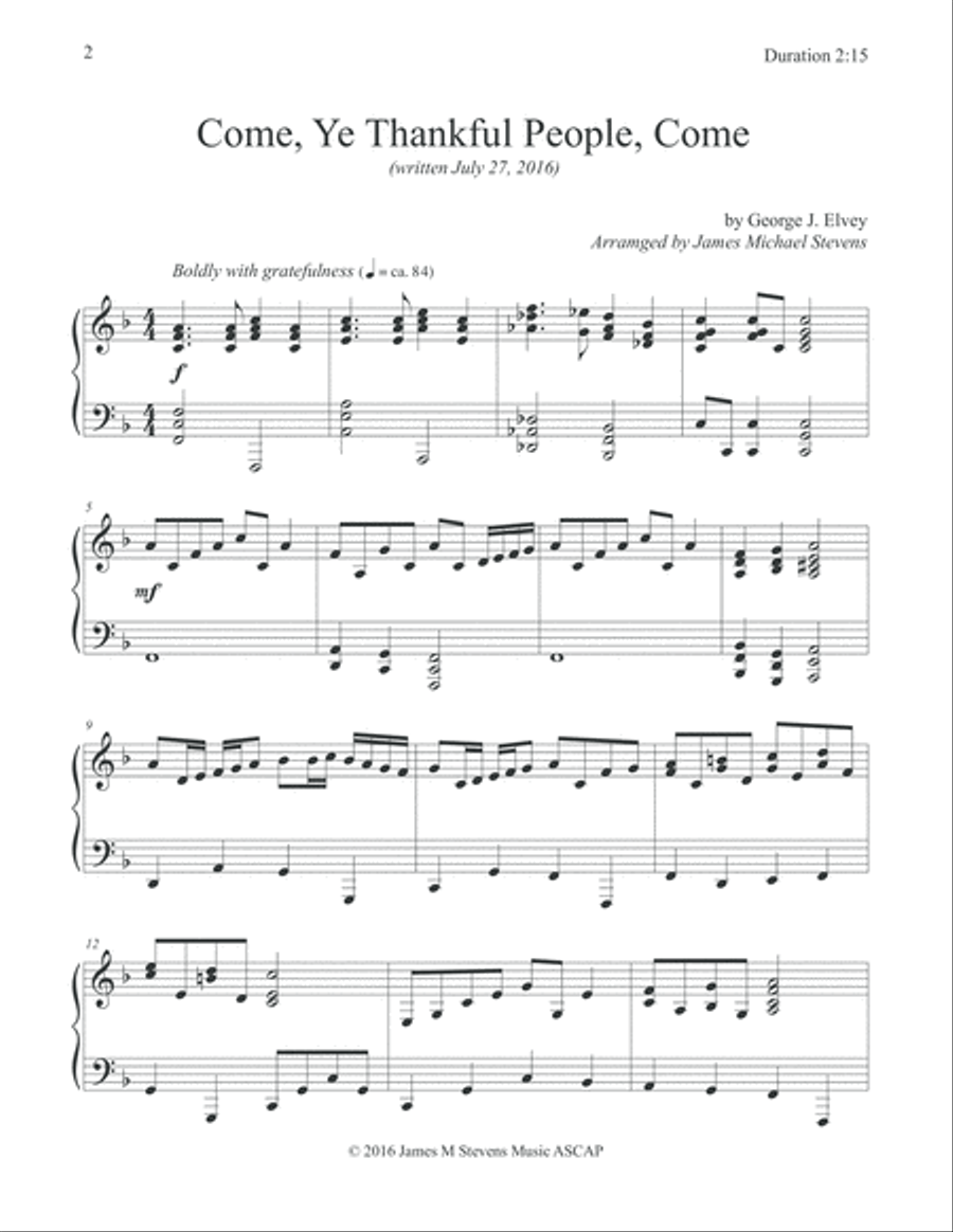 Come Ye Thankful People Come - Thanksgiving Piano Piano Solo scores gallery preview page 2