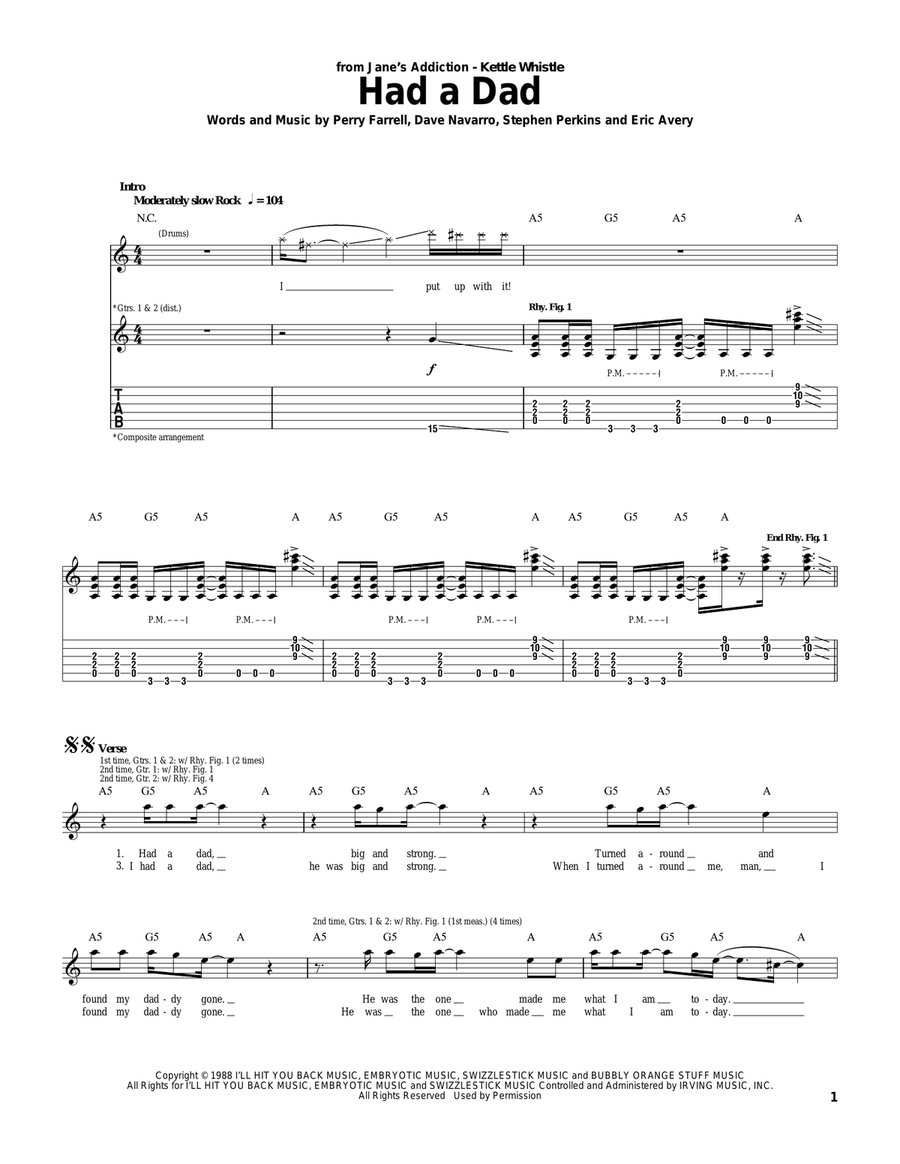 Had A Dad Had A Dad Guitar Tablature scores gallery preview page 1