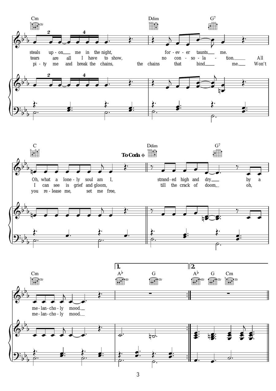 Melancholy Mood Melancholy Mood Piano, Vocal scores gallery preview page 3