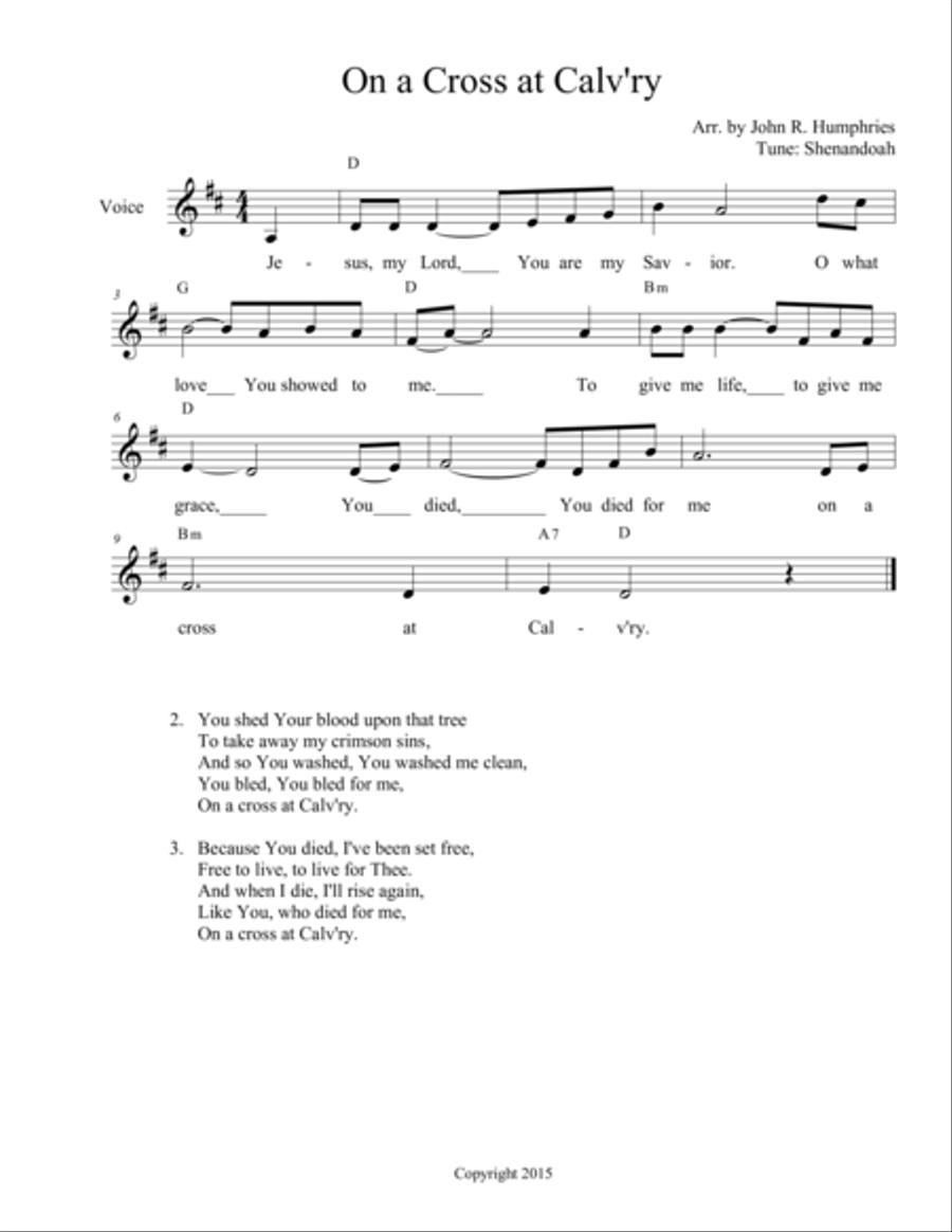 On a Cross at Calv'ry Guitar scores gallery preview page 1