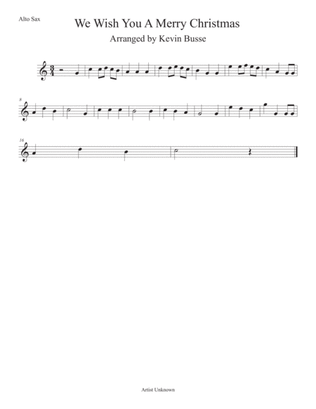 Book cover for We Wish You A Merry Christmas (Easy key of C) Alto Sax