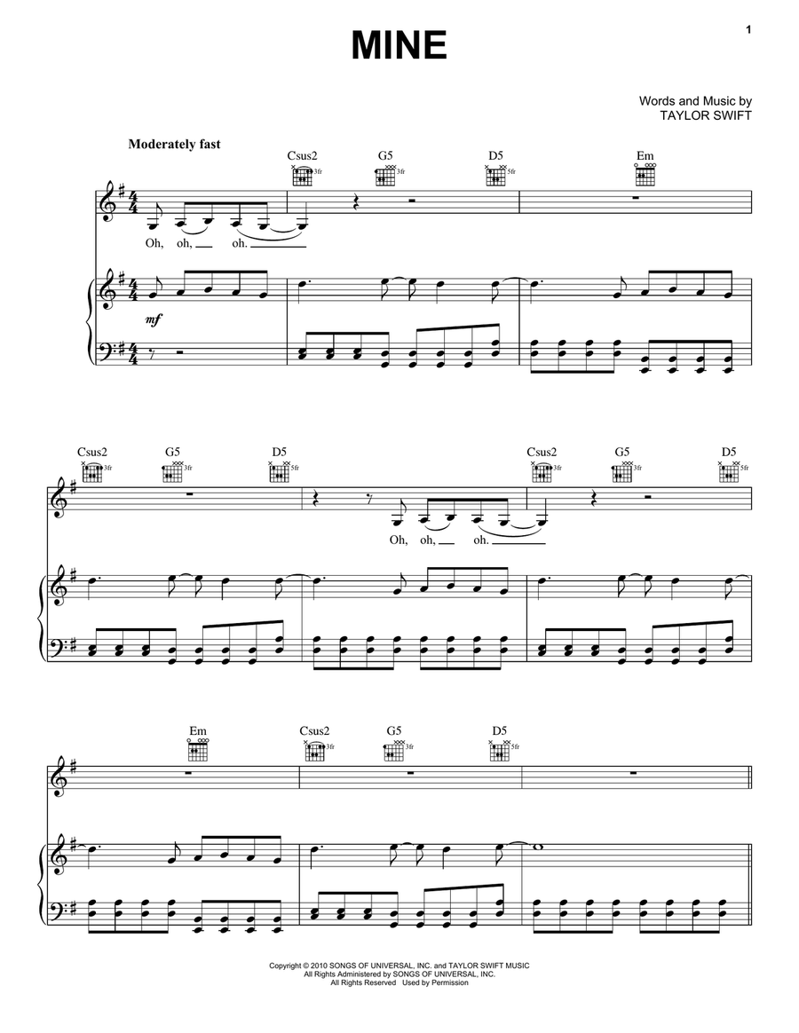 Mine Mine Acoustic Guitar scores gallery preview page 1