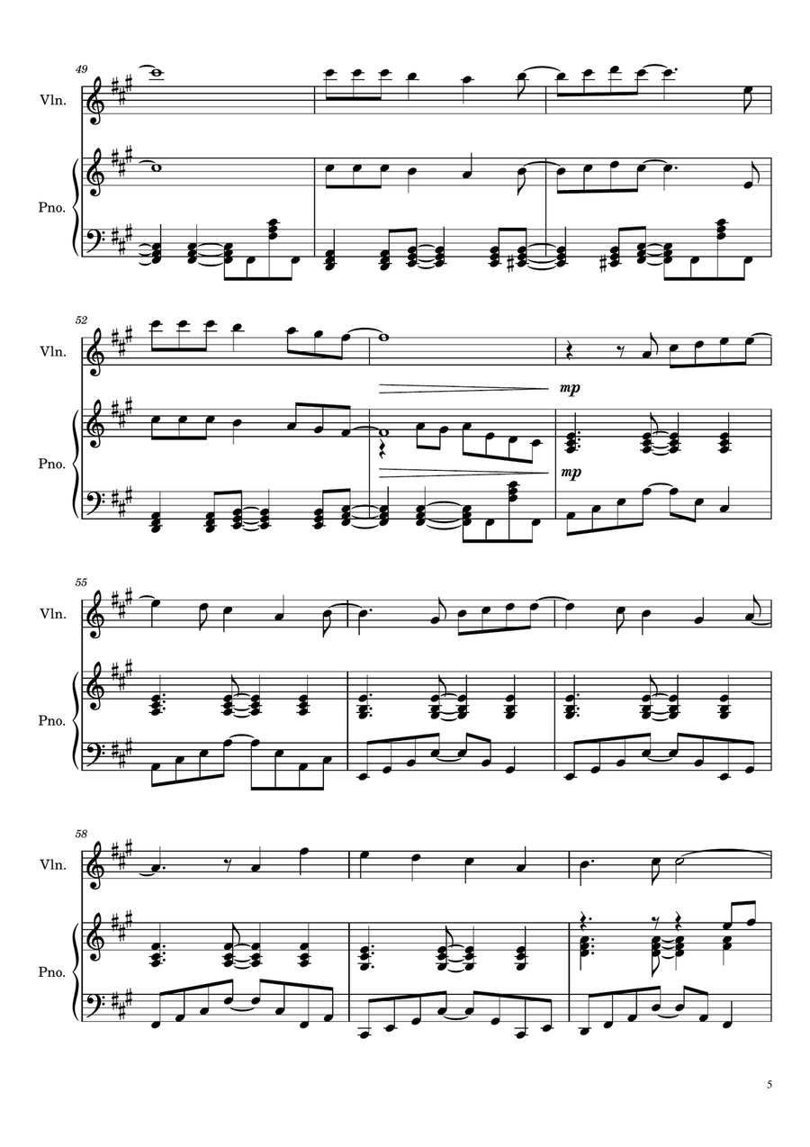 Hikaru Nara Violin Solo scores gallery preview page 5