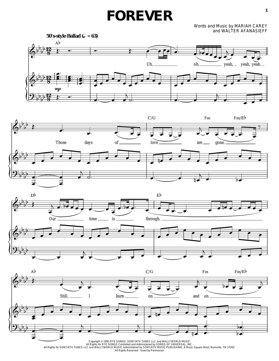 Forever Forever Piano, Vocal, Guitar scores gallery preview page 1