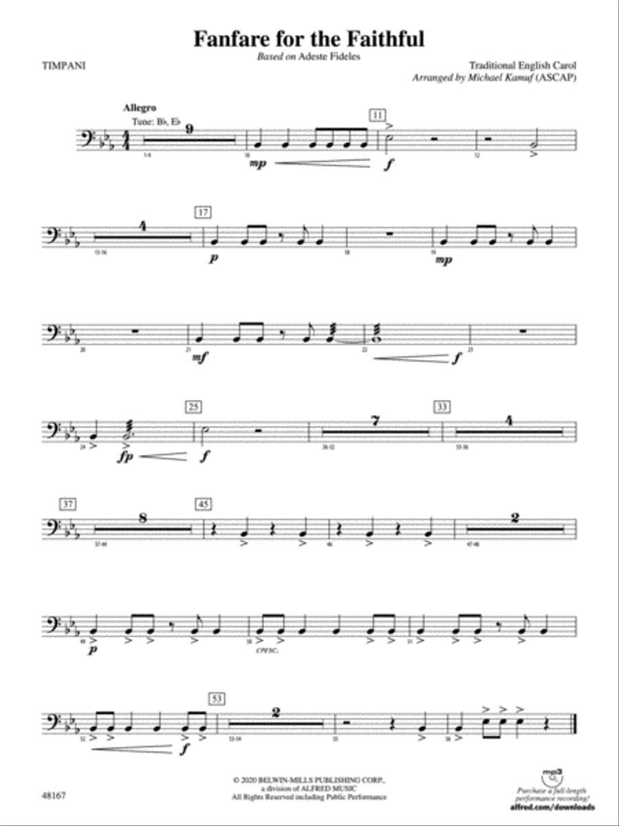 Fanfare for the Faithful: Timpani Concert Band scores gallery preview page 1