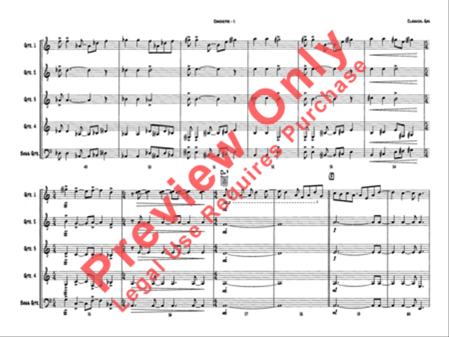 Belwin's 21st Century Guitar Ensemble -- Classical Gas Guitar Ensemble scores gallery preview page 9