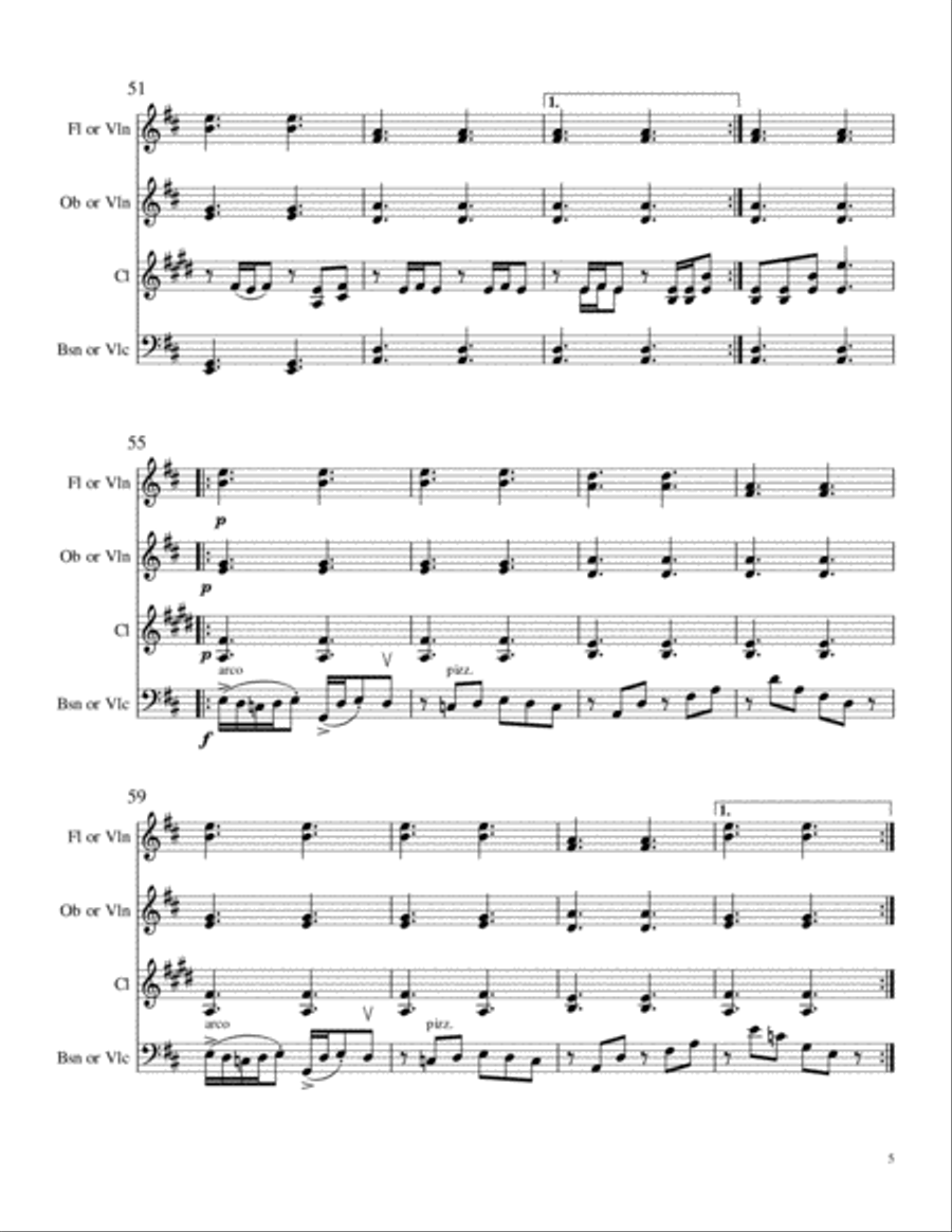 Old John's and Swallowtail Irish Jigs for Woodwind or Mixed Quartet Woodwind Quartet scores gallery preview page 5