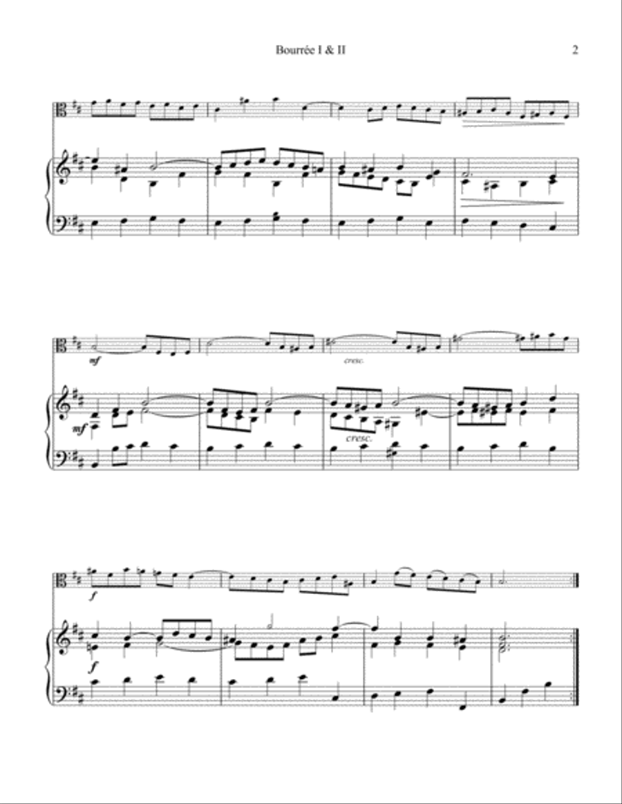 Bourree Suite 2 BWV 1067 for viola and piano Piano scores gallery preview page 3