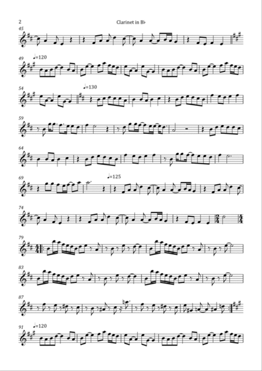 Carry On Wayward Son Clarinet Solo scores gallery preview page 2