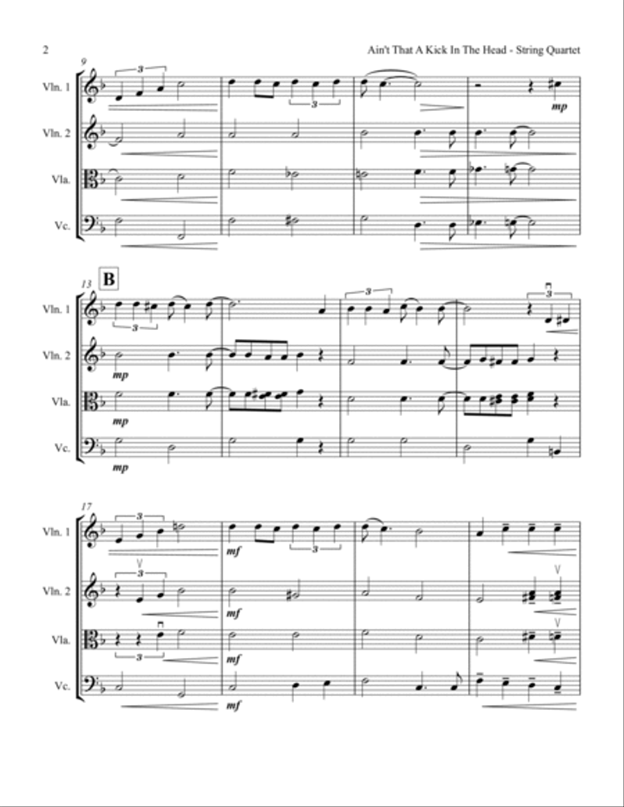 Ain't That A Kick In The Head String Quartet scores gallery preview page 4