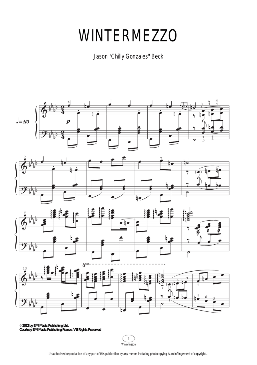 Wintermezzo Piano Solo scores gallery preview page 1