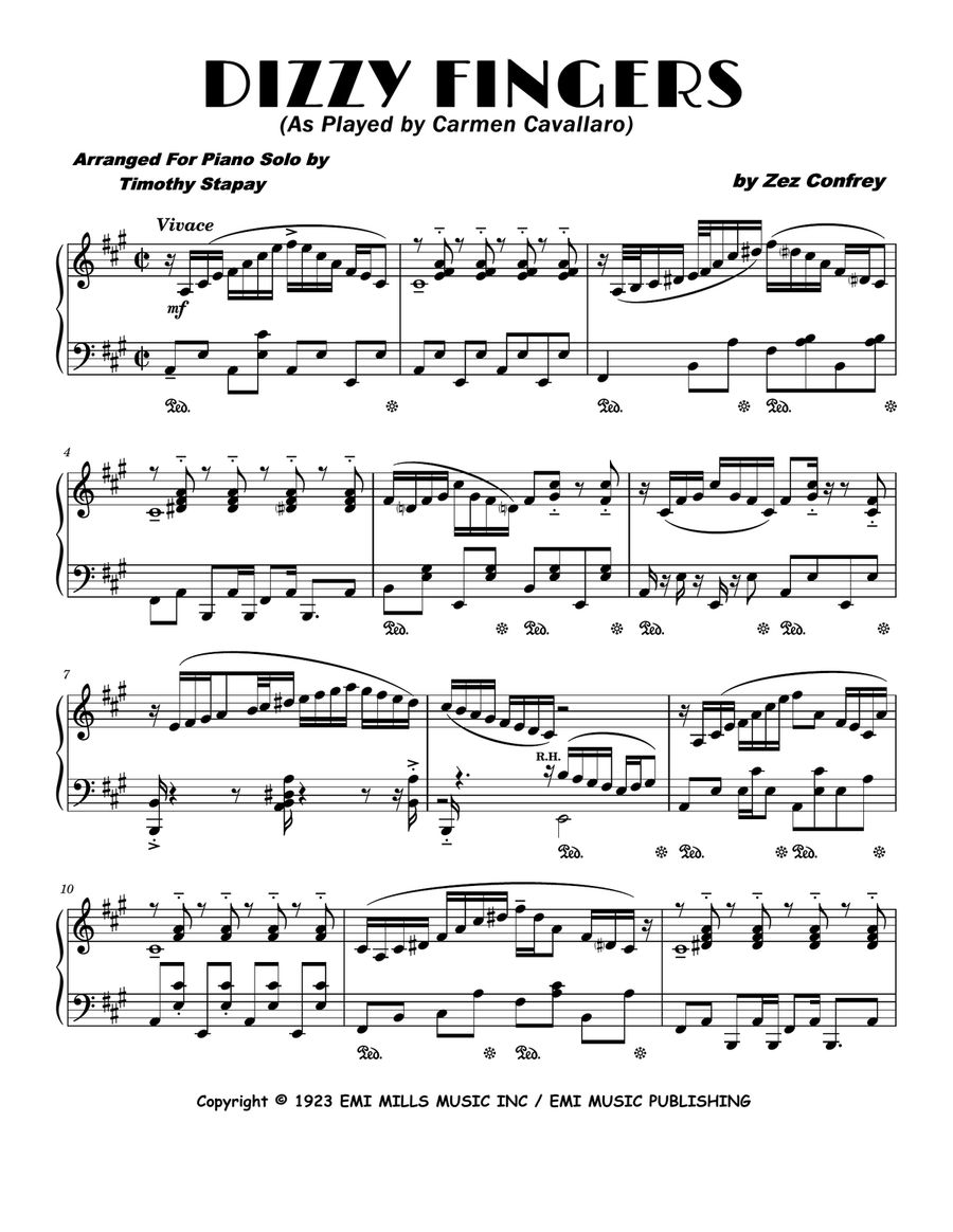 Dizzy Fingers Piano Solo scores gallery preview page 1