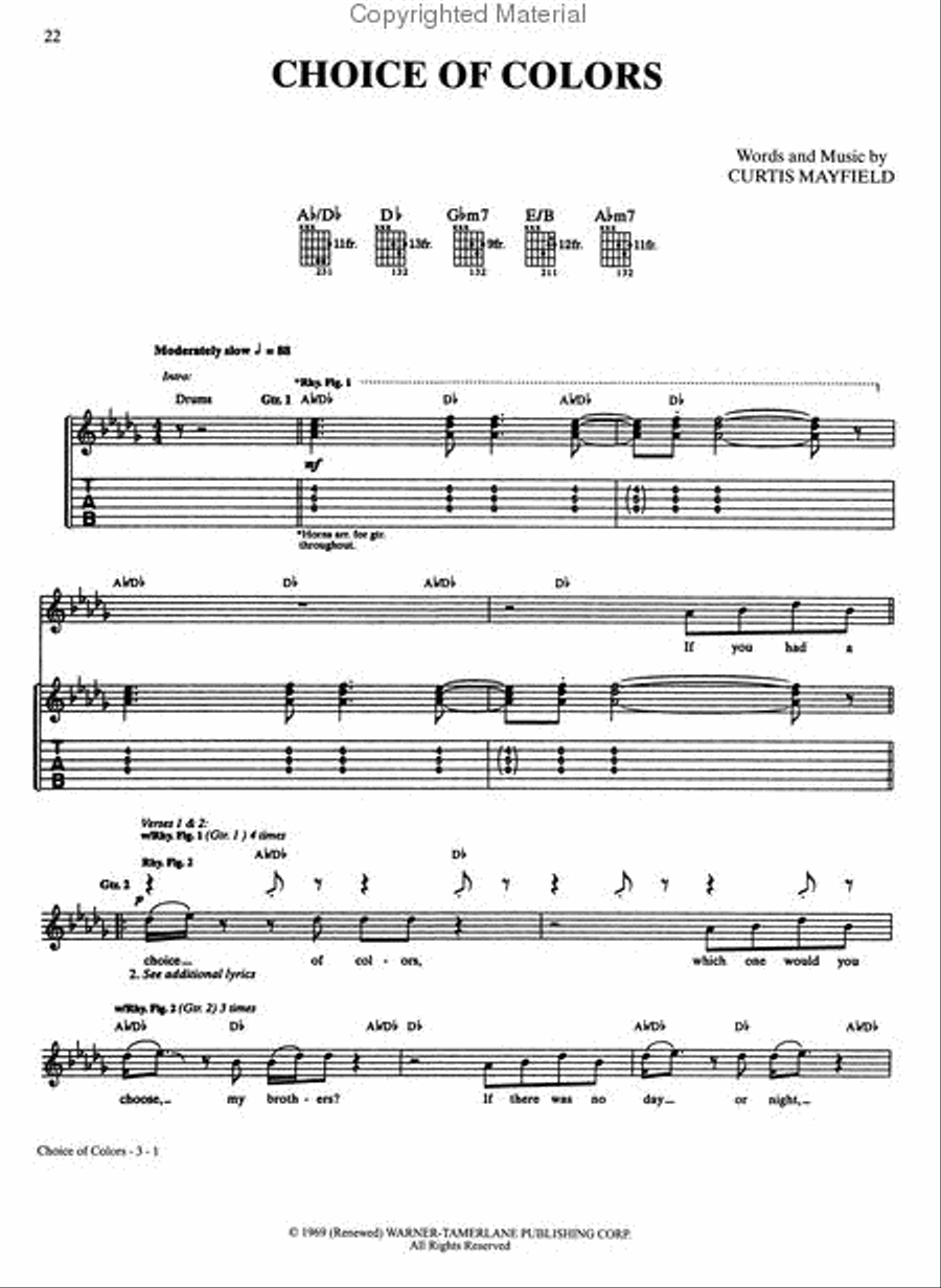 The Curtis Mayfield Guitar Songbook Electric Guitar scores gallery preview page 3
