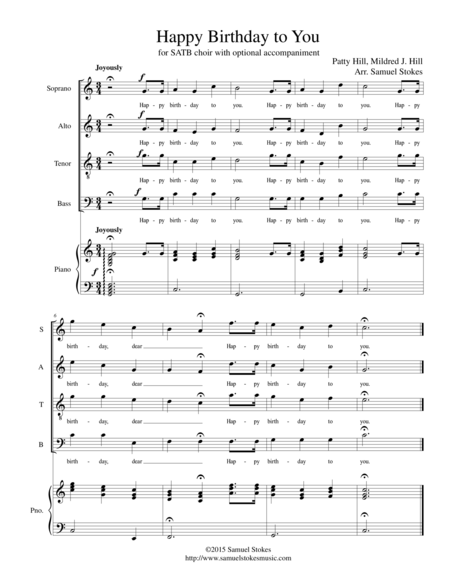 Happy Birthday to You - for SATB choir image number null