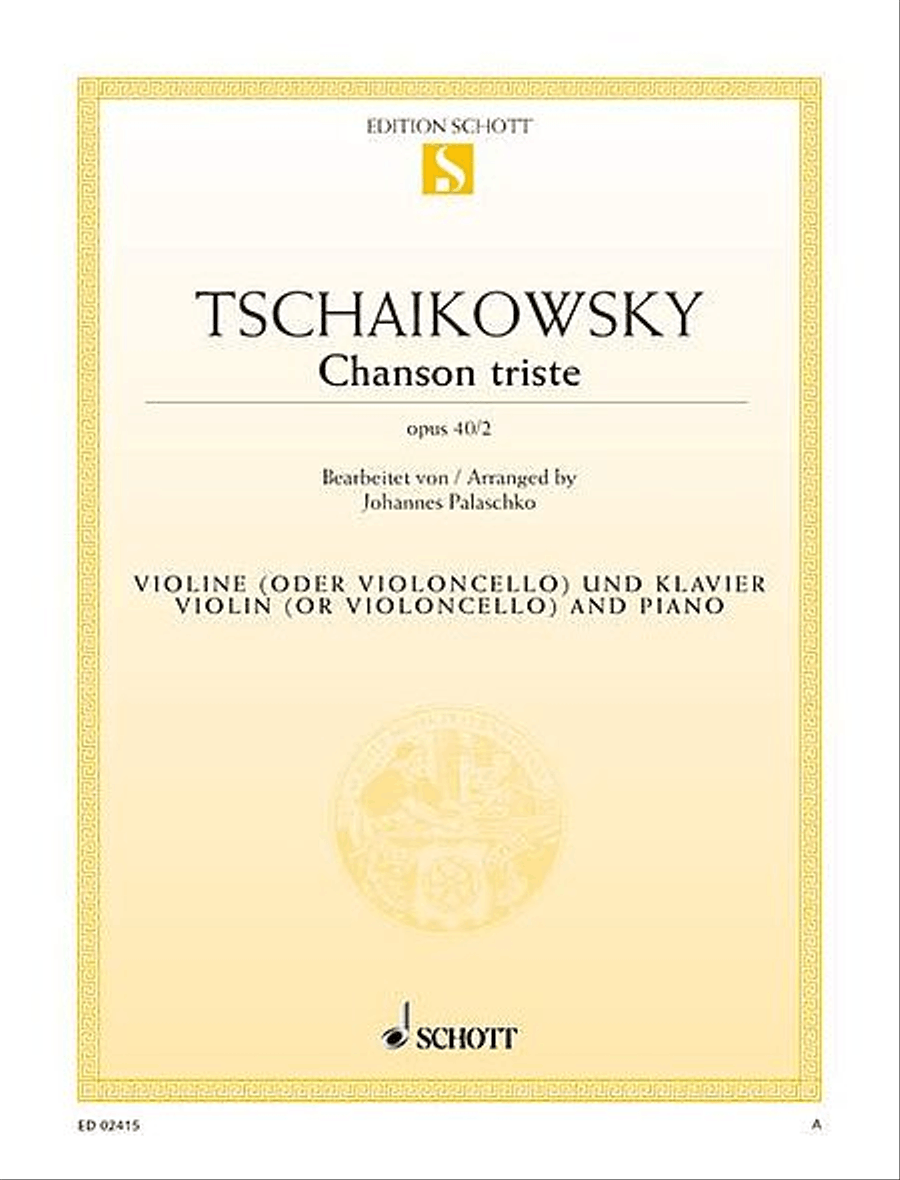 Chanson Triste Op. 40, No. 2 Piano Trio scores gallery preview page 1