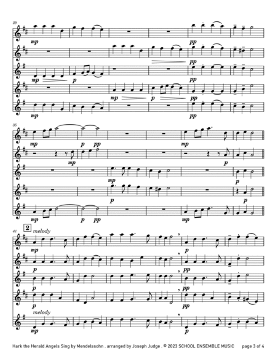 Hark The Herald Angels Sing for Saxophone Quartet in Schools Saxophone Quartet scores gallery preview page 3