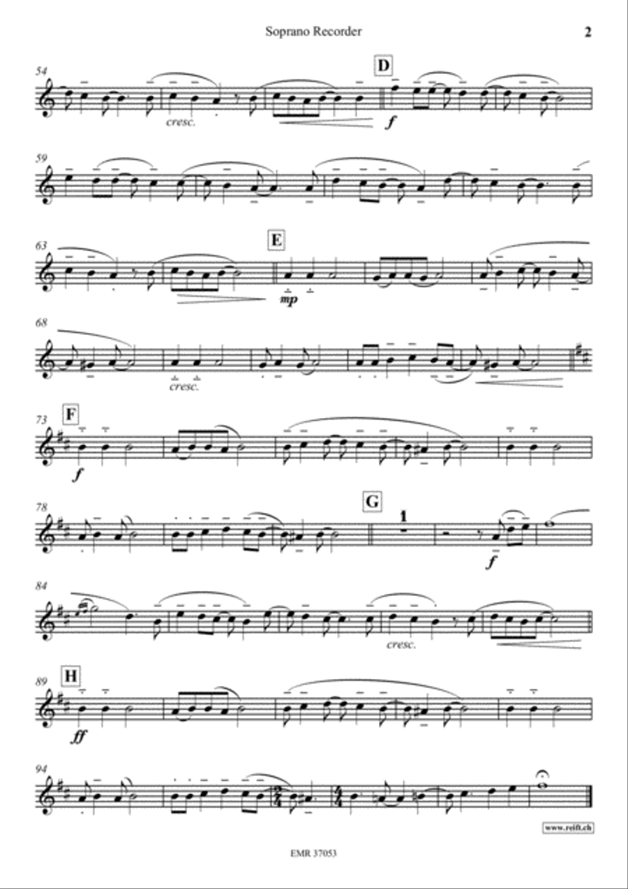 La Chanson des Restos du Coeur Soprano Recorder scores gallery preview page 3