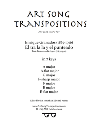 Book cover for GRANADOS: El tra la la y el punteado (in 7 keys: A, A-flat, G, F-sharp, F, E, E-flat major)