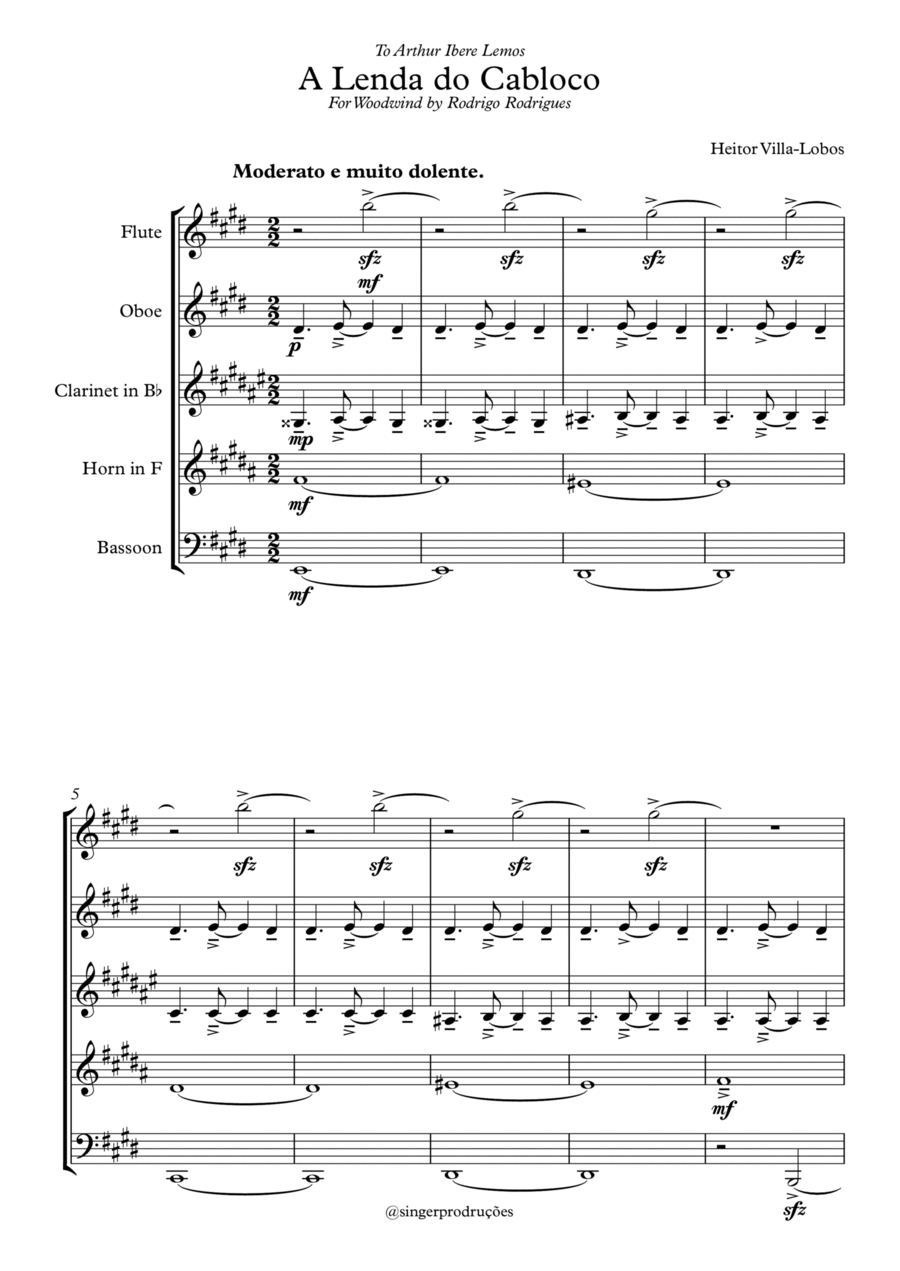 The Legend of Caboclo Woodwind Quintet scores gallery preview page 1