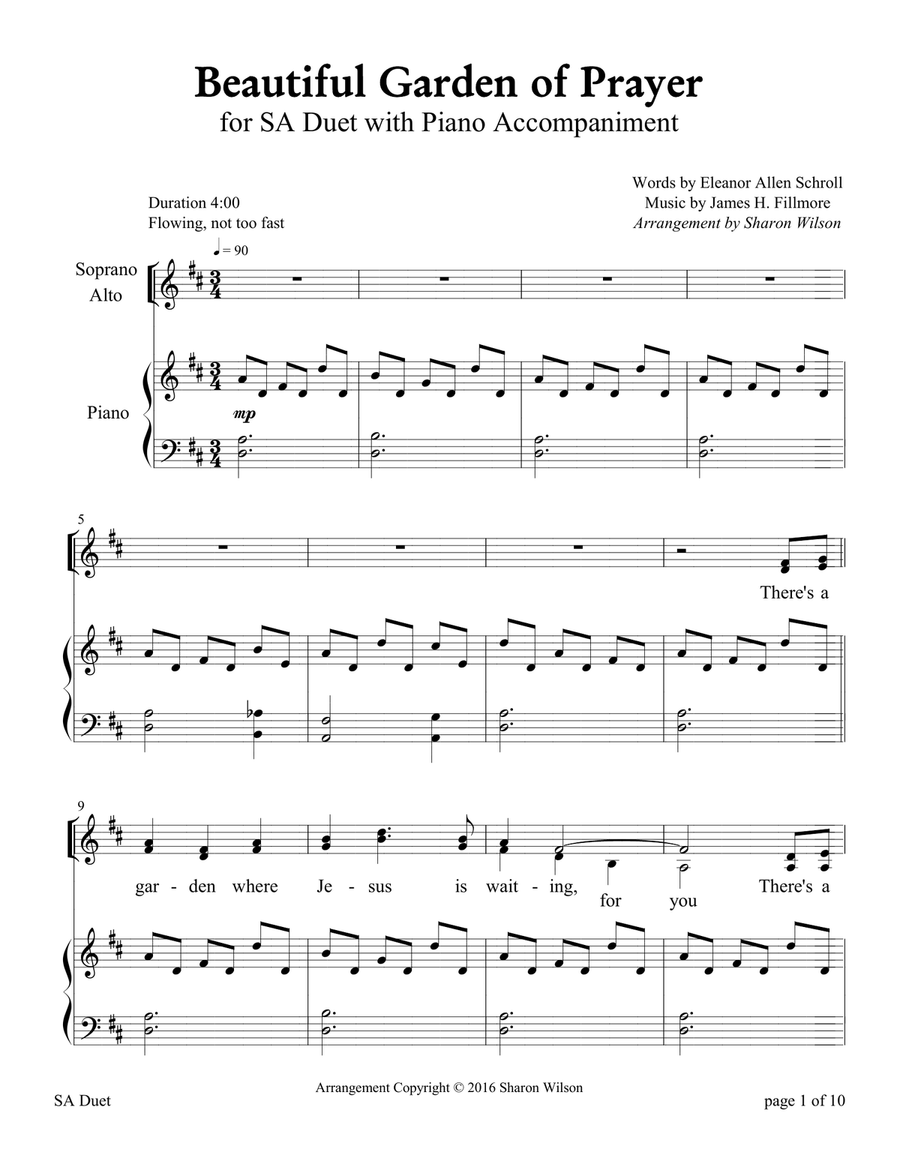 Beautiful Garden of Prayer (for SA Duet with Piano Accompaniment) SA scores gallery preview page 1