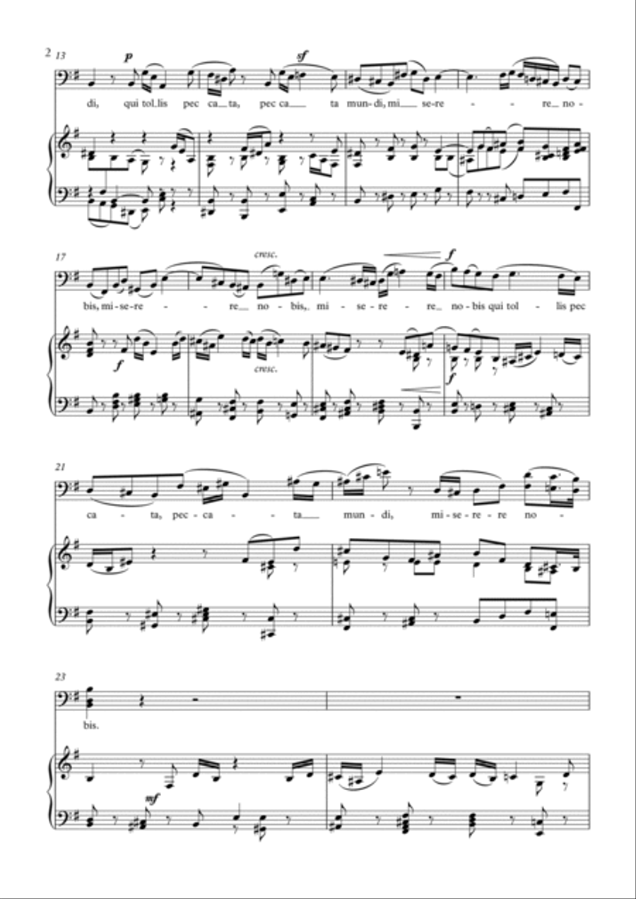 Aria (Agnus dei) from the Mass in B Minor (BACH) - Baritone_Em Piano, Vocal, Guitar scores gallery preview page 2
