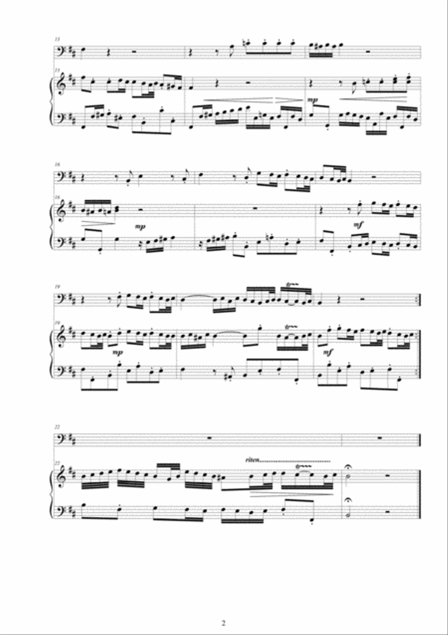 Bach - Aria (Doch bin und bleibe ich vergnügt) BWV 150 No.3 for Bassoon and Harpsichord Bassoon scores gallery preview page 2