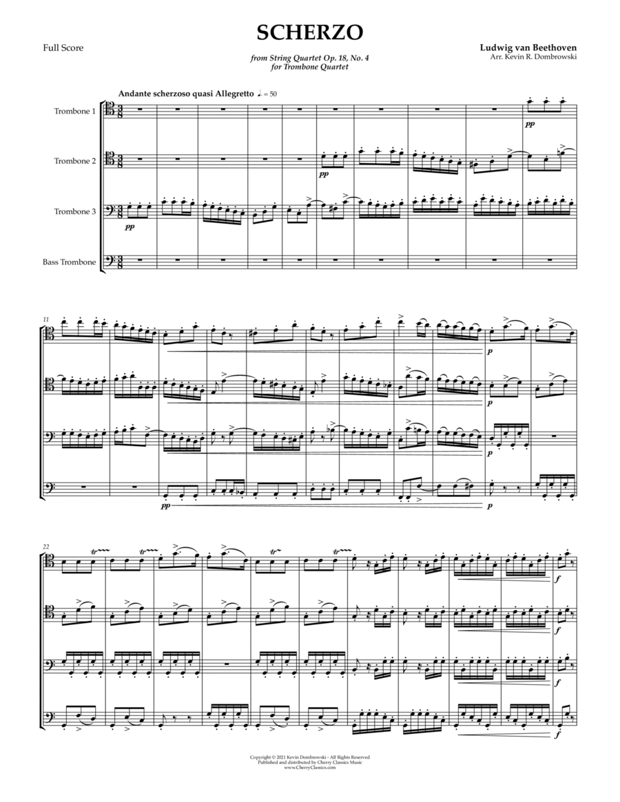 Scherzo from Op. 18 No. 4 for Trombone Quartet image number null