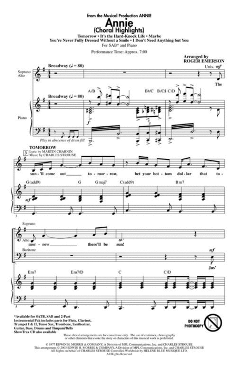 Annie (Choral Highlights) 3-Part scores gallery preview page 3