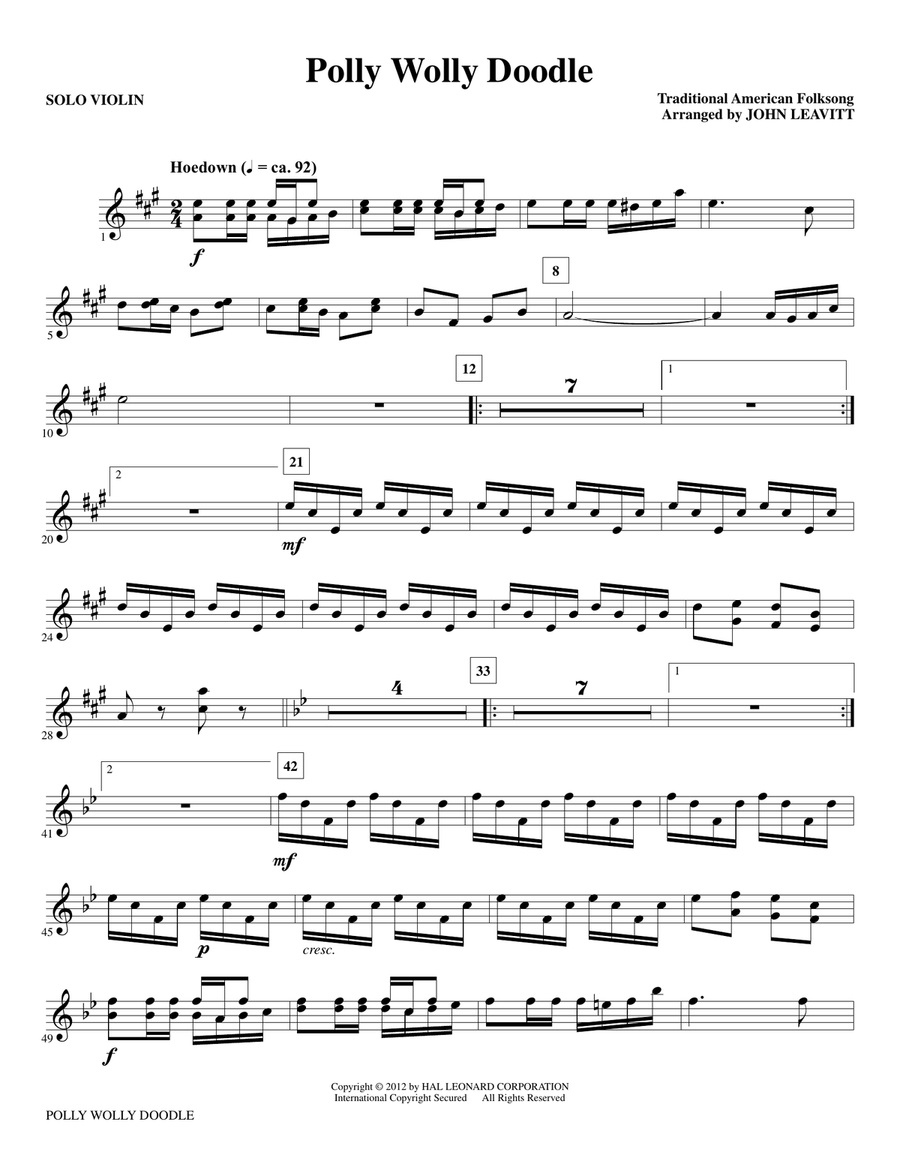 Polly Wolly Doodle - Solo Violin