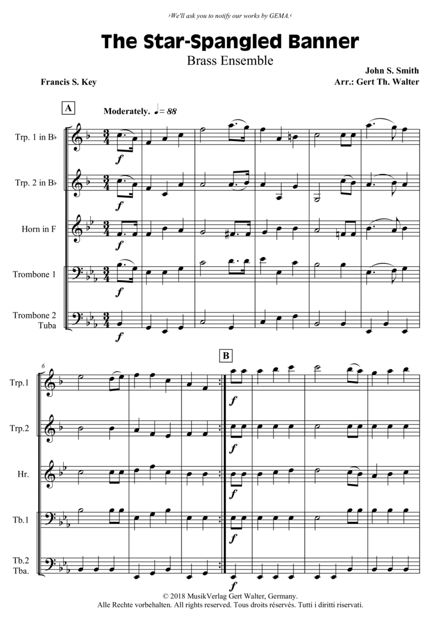 The Star-Spangled Banner Horn scores gallery preview page 1