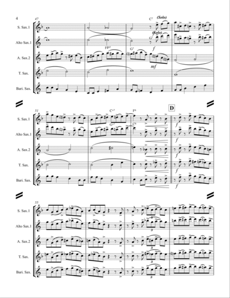 Rudolph The Red-nosed Reindeer Saxophone Quartet scores gallery preview page 5