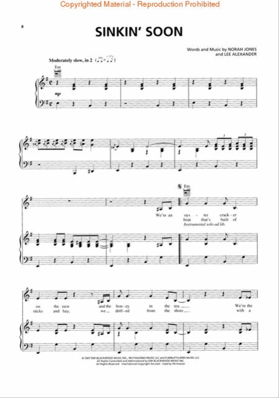 Norah Jones - Not Too Late Piano, Vocal, Guitar scores gallery preview page 3