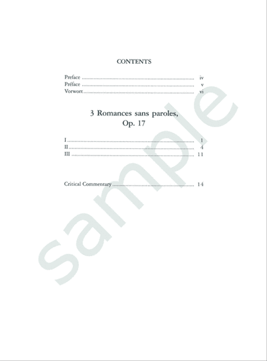 3 Romances sans paroles Op. 17 for Piano