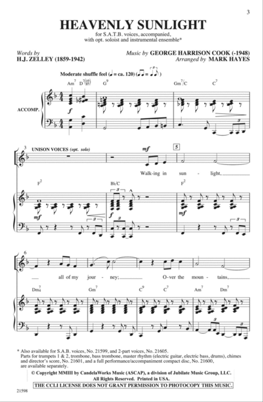 Heavenly Sunlight 4-Part scores gallery preview page 3