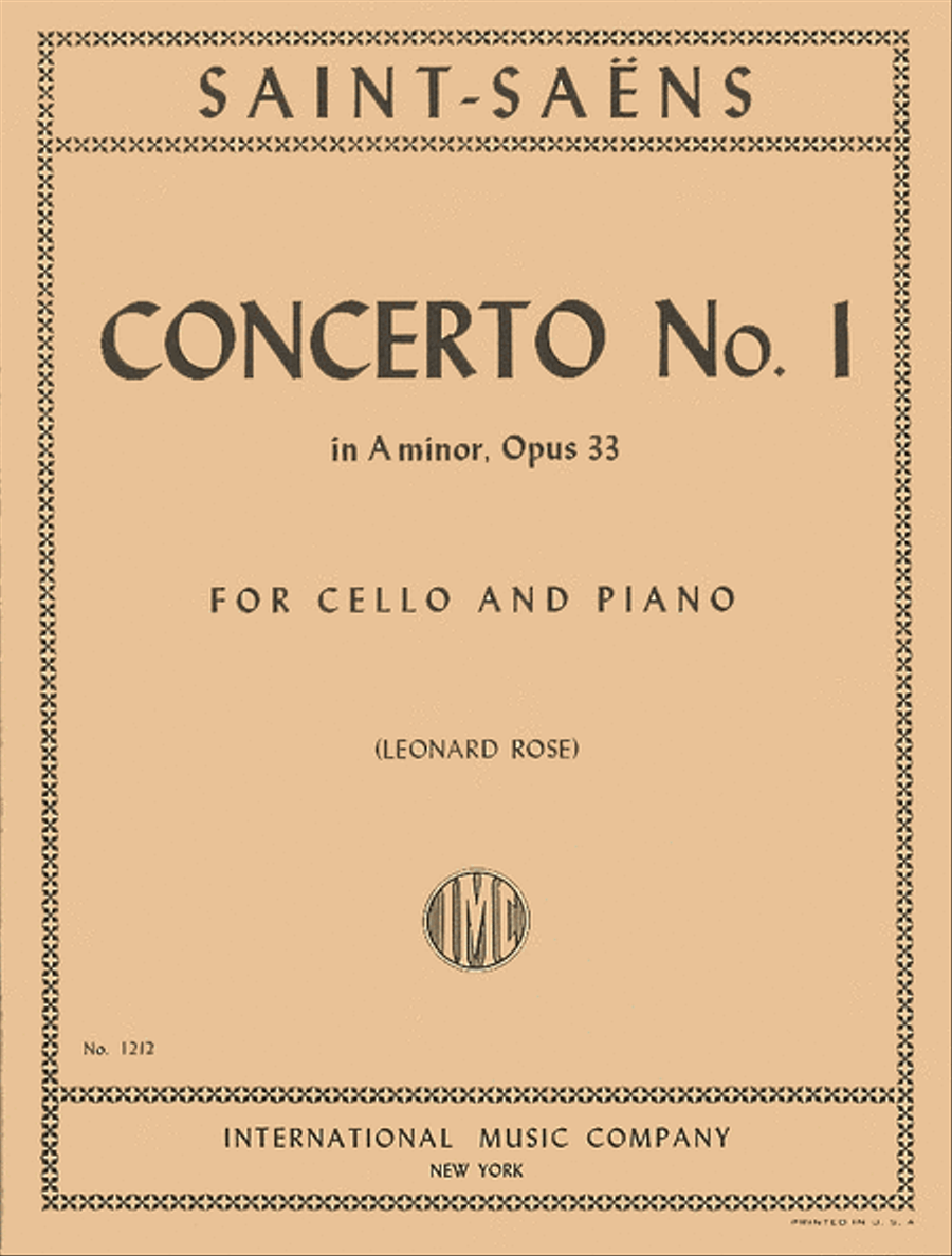 Concerto No. 1 In A Minor, Opus 33 by Camille Saint-Saens Piano Accompaniment - Sheet Music