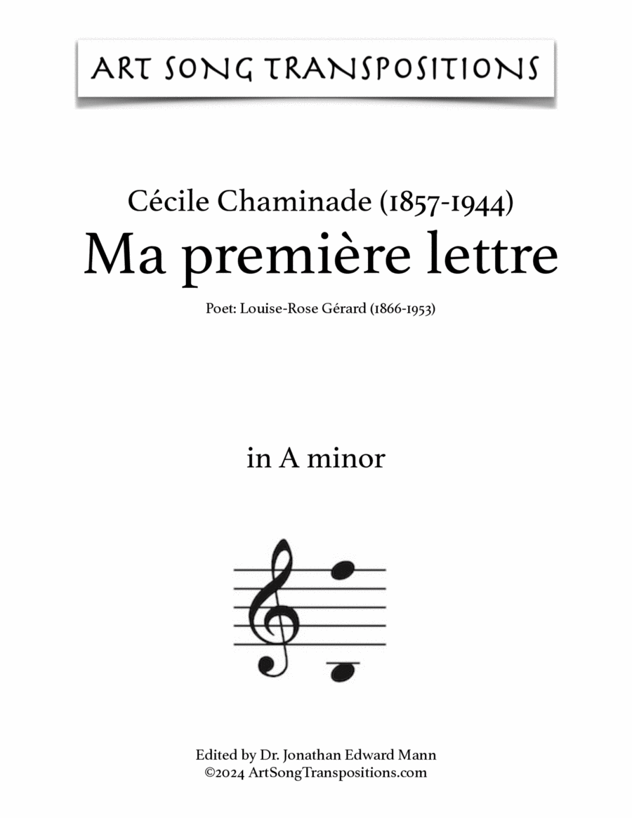 CHAMINADE: Ma première lettre (transposed to A minor)