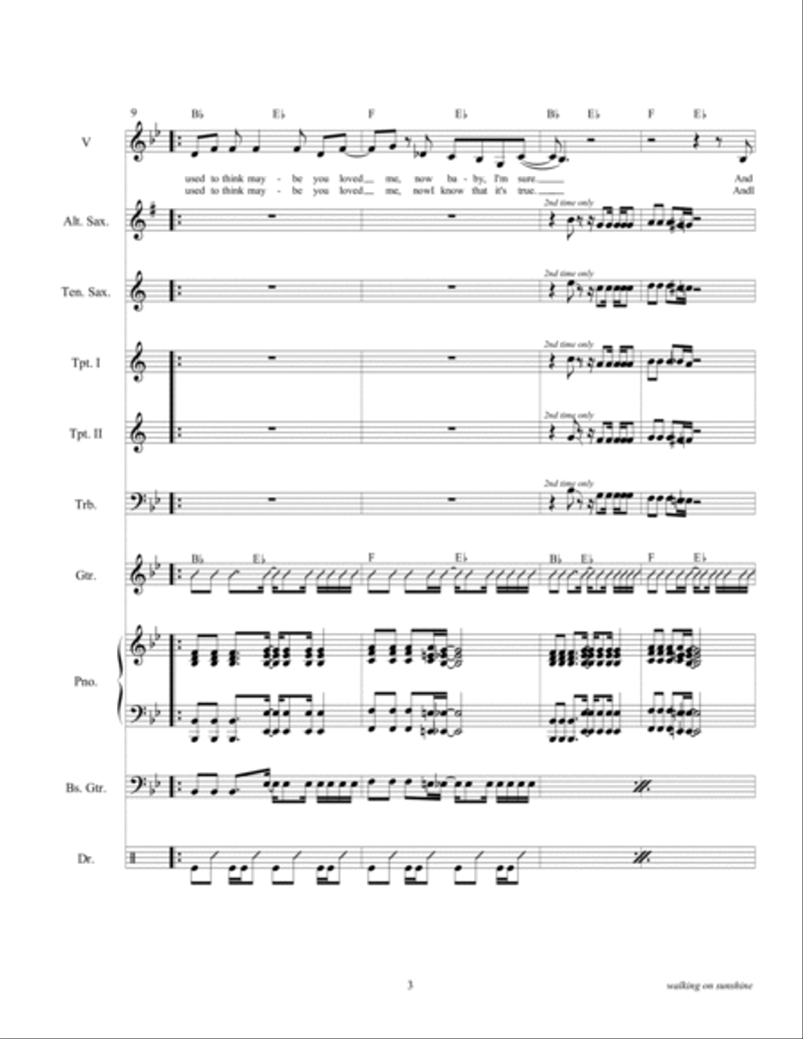 Walking On Sunshine Tenor Saxophone scores gallery preview page 5