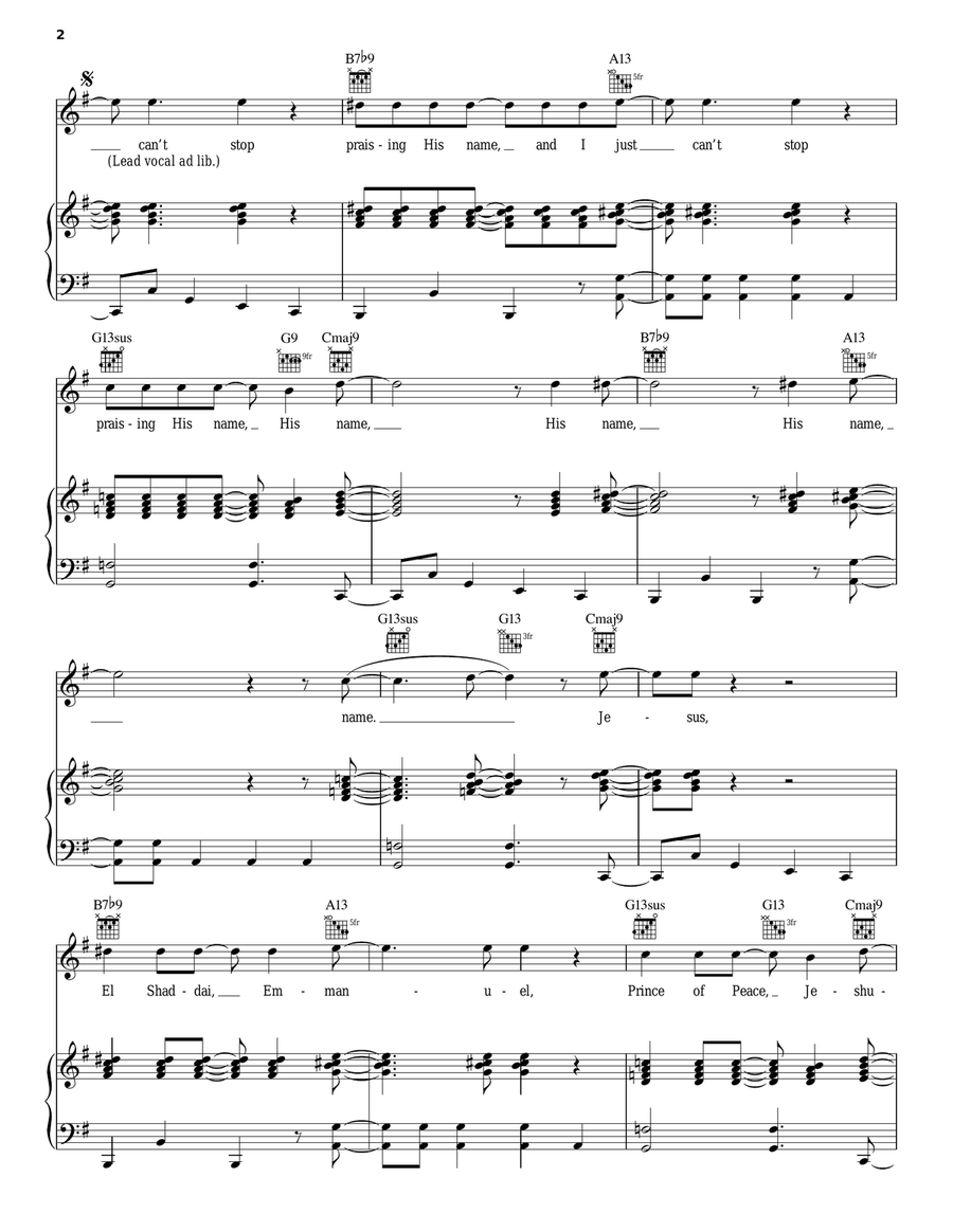 Can't Stop Praising His Name Guitar scores gallery preview page 2