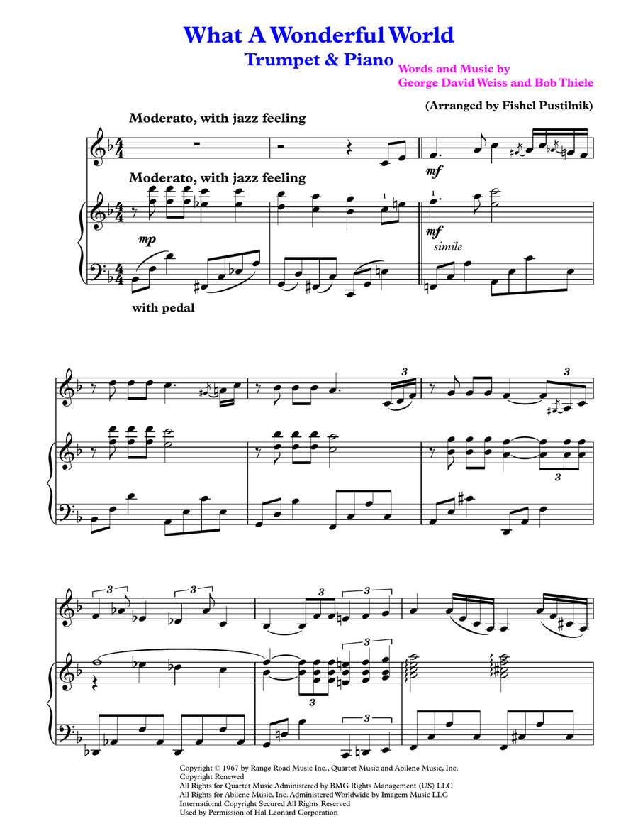 What A Wonderful World Trumpet Solo scores gallery preview page 2