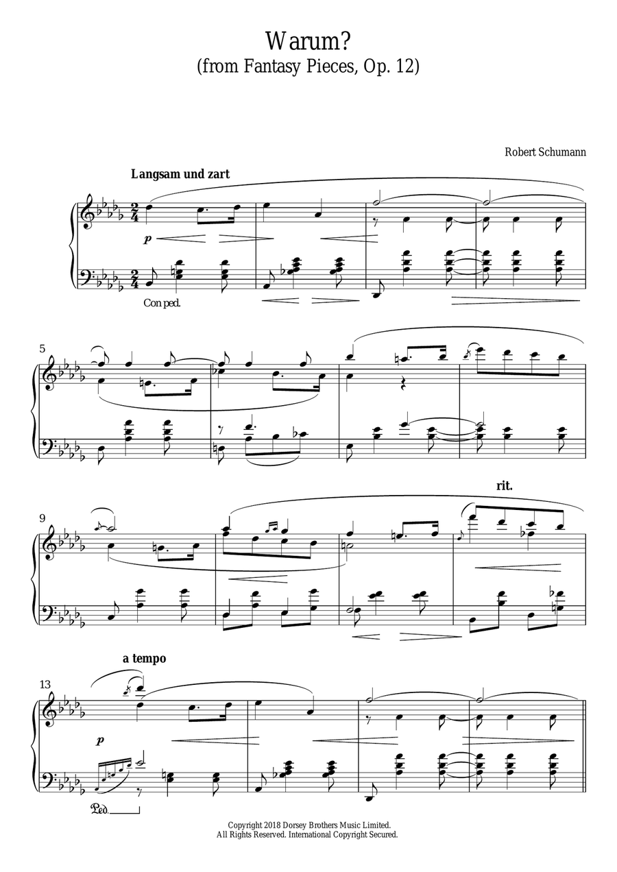 Warum? (From Fantasy Pieces Op. 12) Piano Solo scores gallery preview page 1