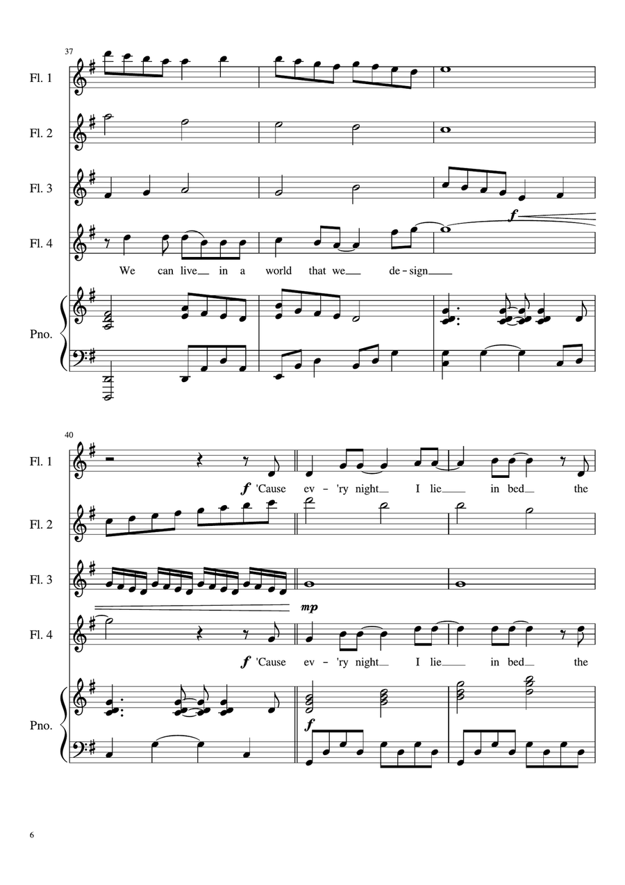 A Million Dreams Woodwind Quartet scores gallery preview page 6