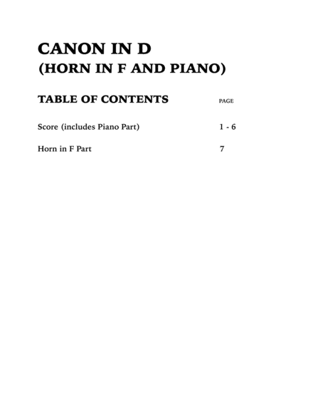 Canon in D (in C Major): Horn in F and Piano image number null