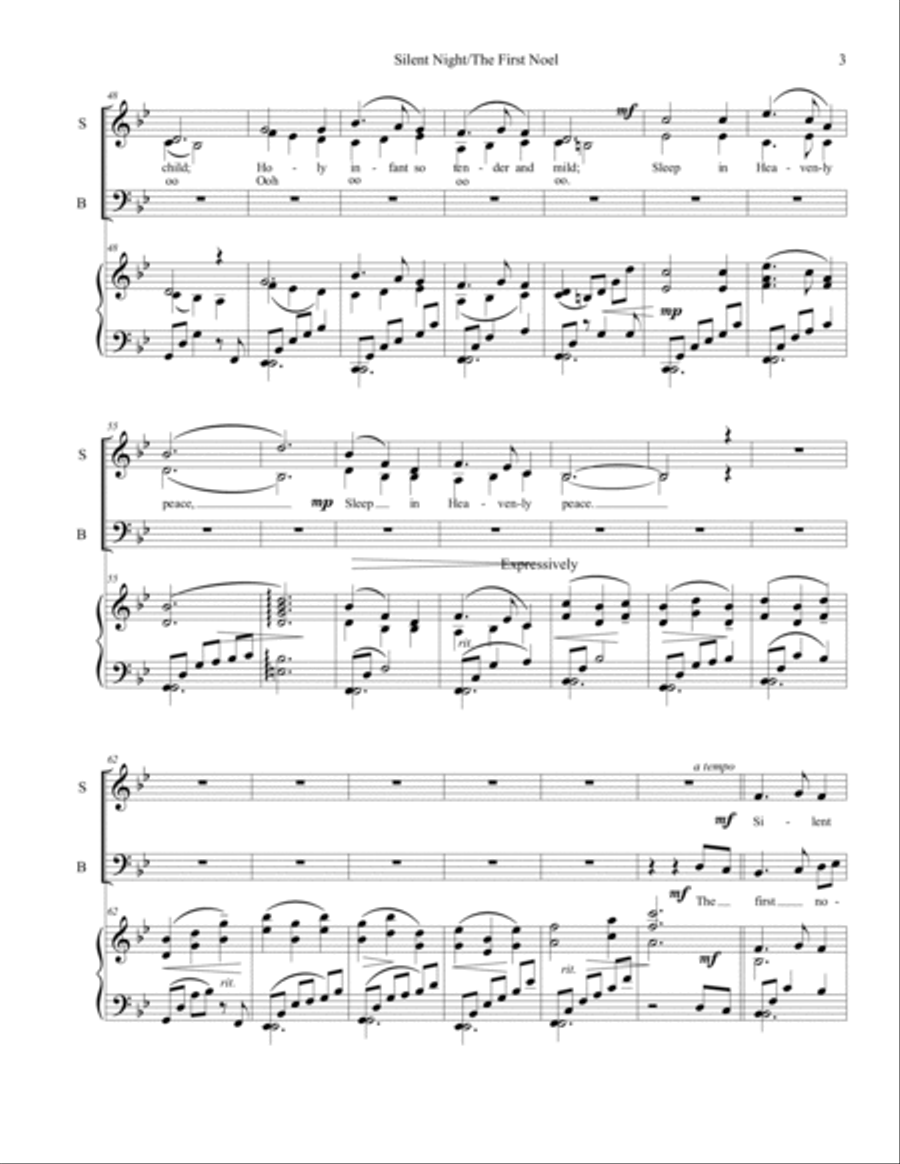 The Shepherd's Medley (The First Noel/Silent Night) SAB 3-Part scores gallery preview page 3