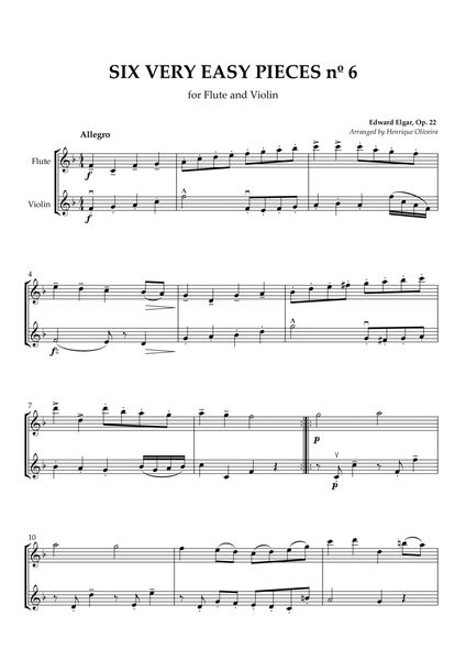 Six Very Easy Pieces nº 6 (Allegro) - Flute and Violin image number null