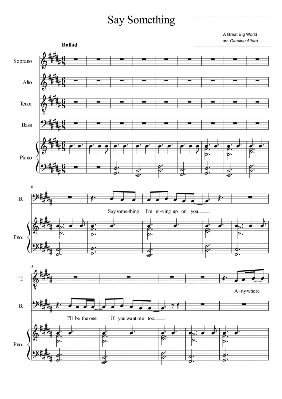 Say Something 4-Part scores gallery preview page 1