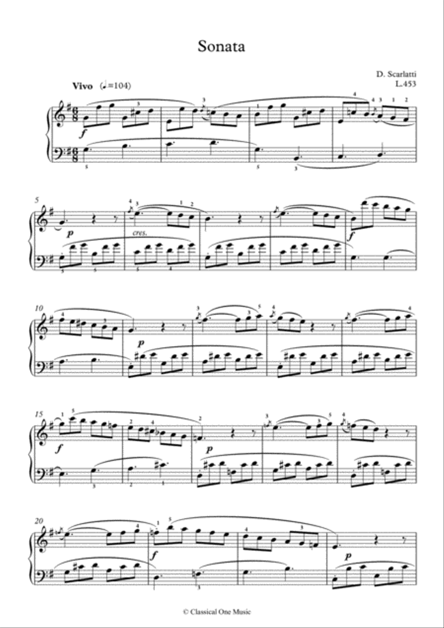 Scarlatti-Sonata in G-Major L.453 K.433(piano) Piano Solo scores gallery preview page 2
