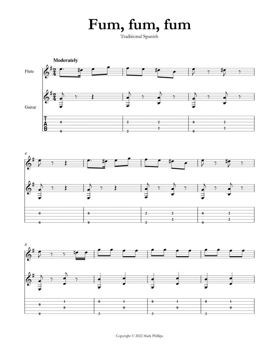 Fum, fum, fum Flute scores gallery preview page 1