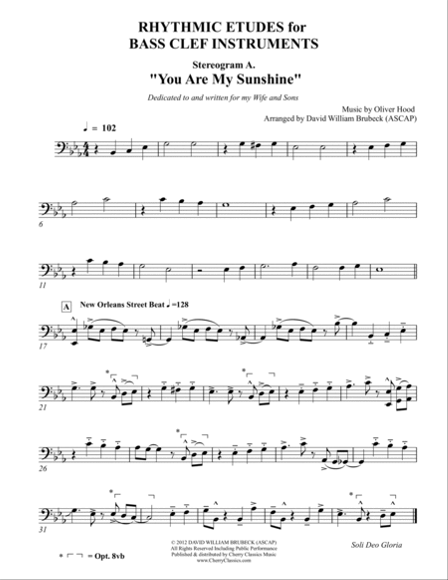 Stereograms - Rhythmic Etudes for Bass Clef Instruments, Volume 1 Bass Clef Instrument scores gallery preview page 3