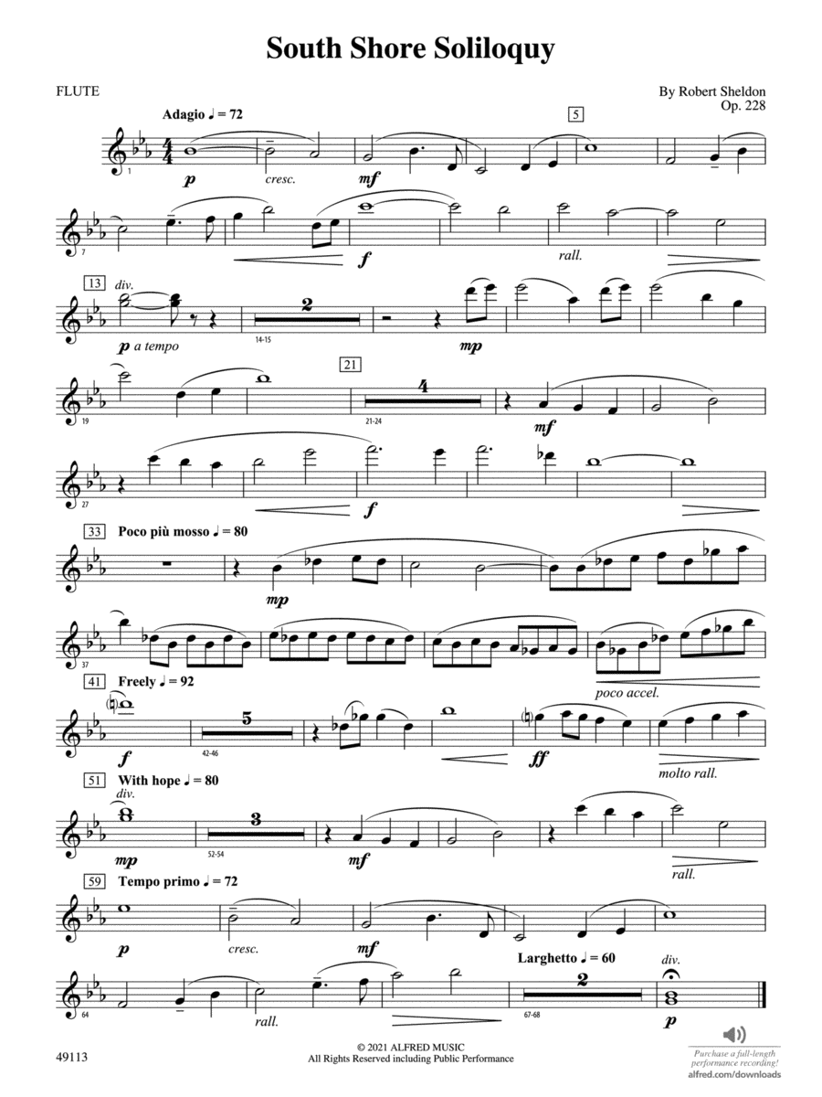 South Shore Soliloquy: Flute Concert Band scores gallery preview page 1